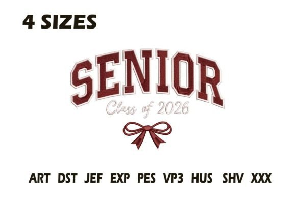 Charming Senior Class of 2026 Bow Embroidery