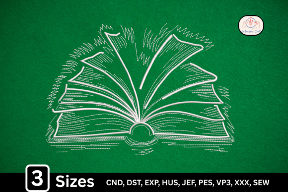 Elegant Open Book for Book Lover Embroidery