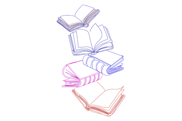 Floating Books: A Captivating Embroidery Design