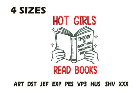 Hot Girls Read Books: A Whimsical Embroidery Design