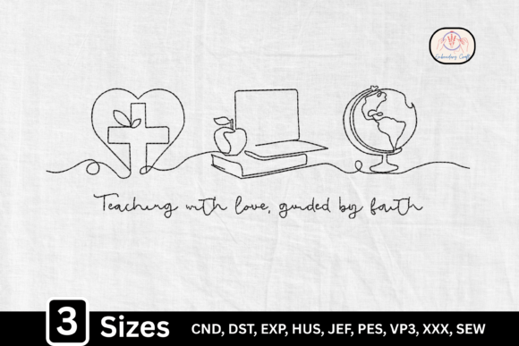 Line Art Heart Cross for Faithful Teachers