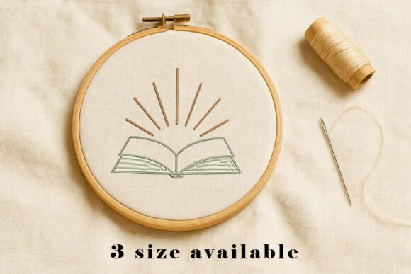 Open Book Light Rays: A Radiant Embroidery Design