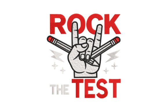Rock the Test Pencil Hand: A Vibrant Embroidery Design