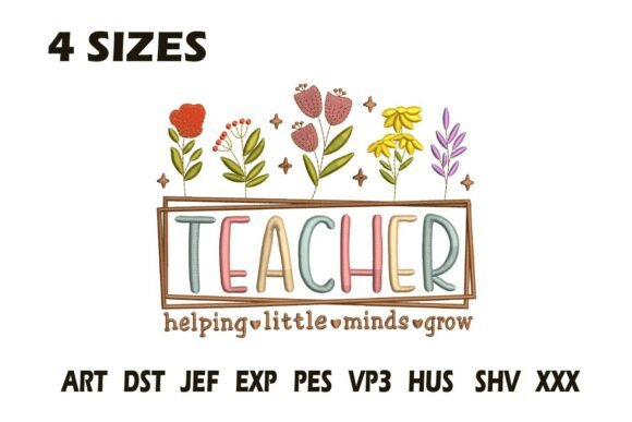 Teacher Floral Quote: A Charming Embroidery Design