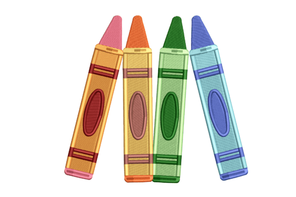 Vibrant Colorful Crayons Embroidery Design